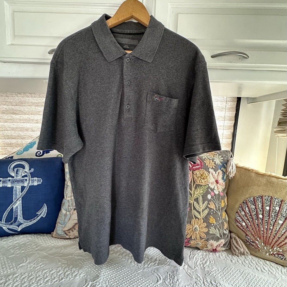 GREG NORMAN Ultra Soft Polo‎ Shirt Size XL Men's Charcoal Gray The Shark Golf